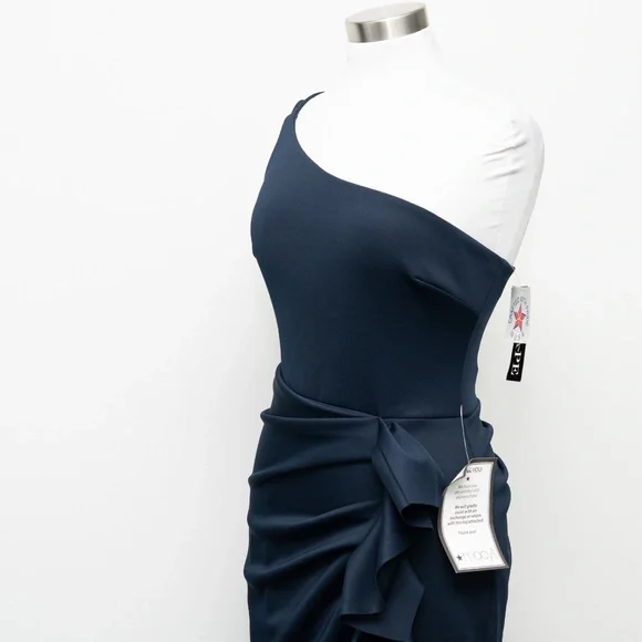 Xscape - One-Shoulder Ruffle Side Gown Style 4795X - Picture 14 of 14